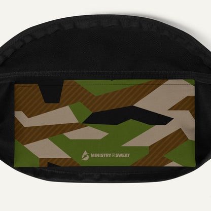 Geometric Camouflage Fanny Pack — Woodland