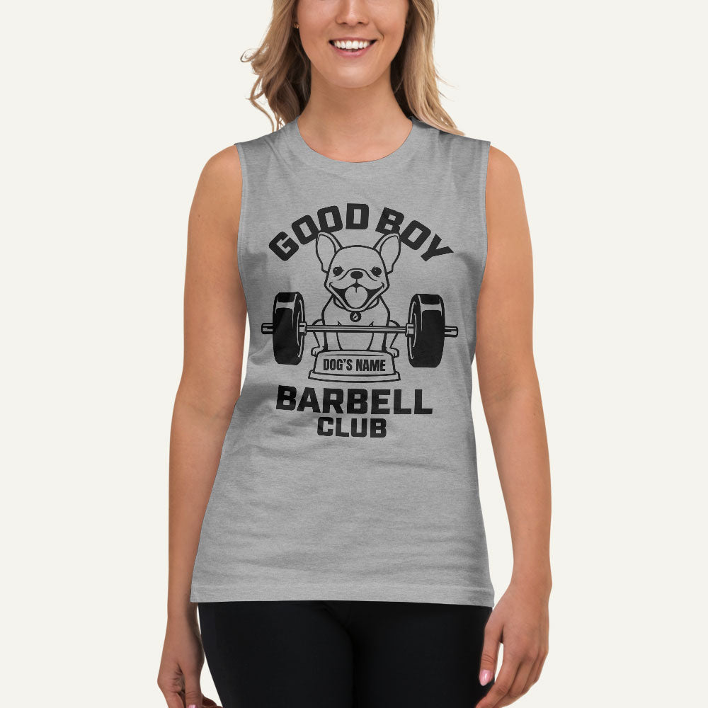 Good Boy Barbell Club Personalized Men's Muscle Tank — French Bulldog
