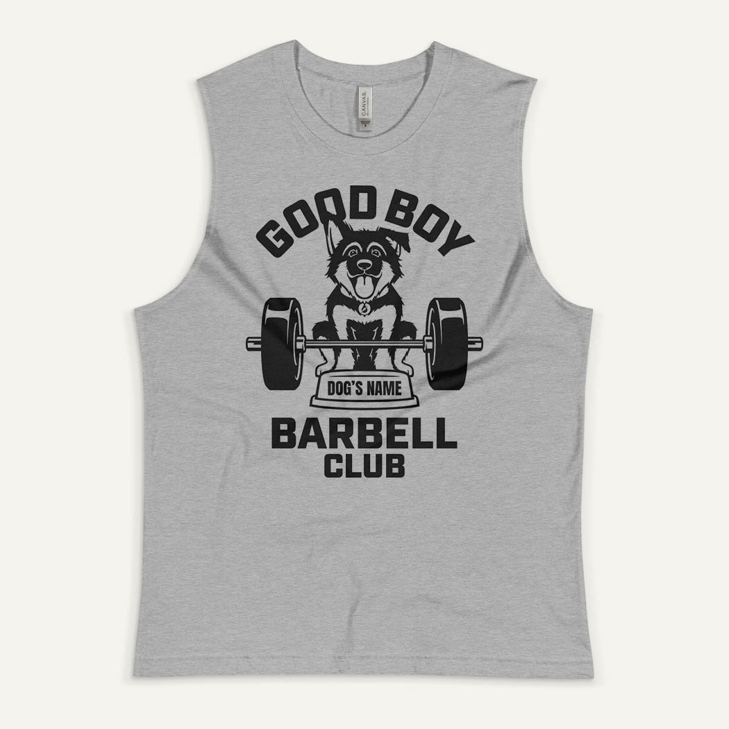 Good Boy Barbell Club Personalized Men’s Muscle Tank — German Shepherd