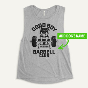 Good Boy Barbell Club Personalized Women’s Muscle Tank — German Shepherd