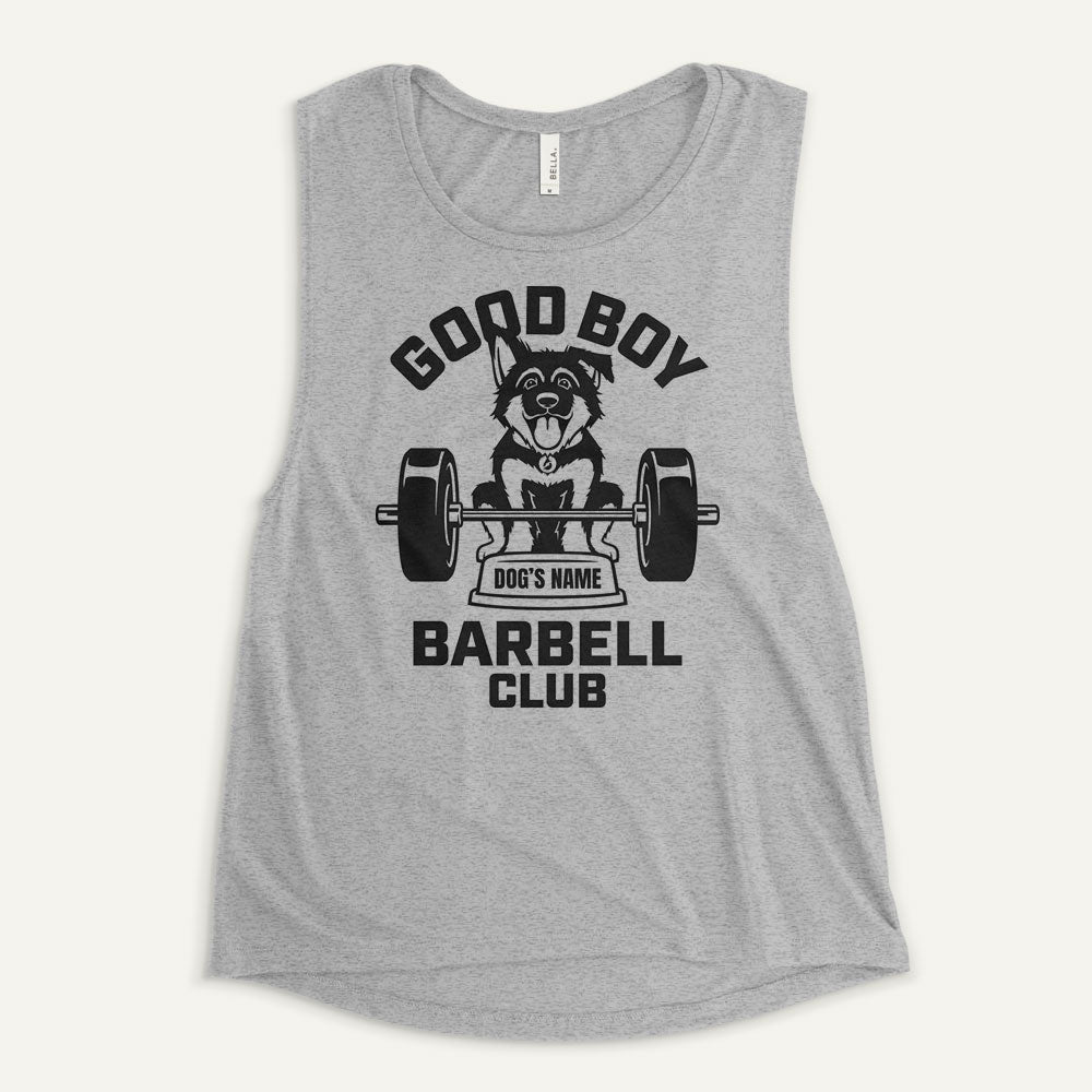 Good Boy Barbell Club Personalized Women’s Muscle Tank — German Shepherd