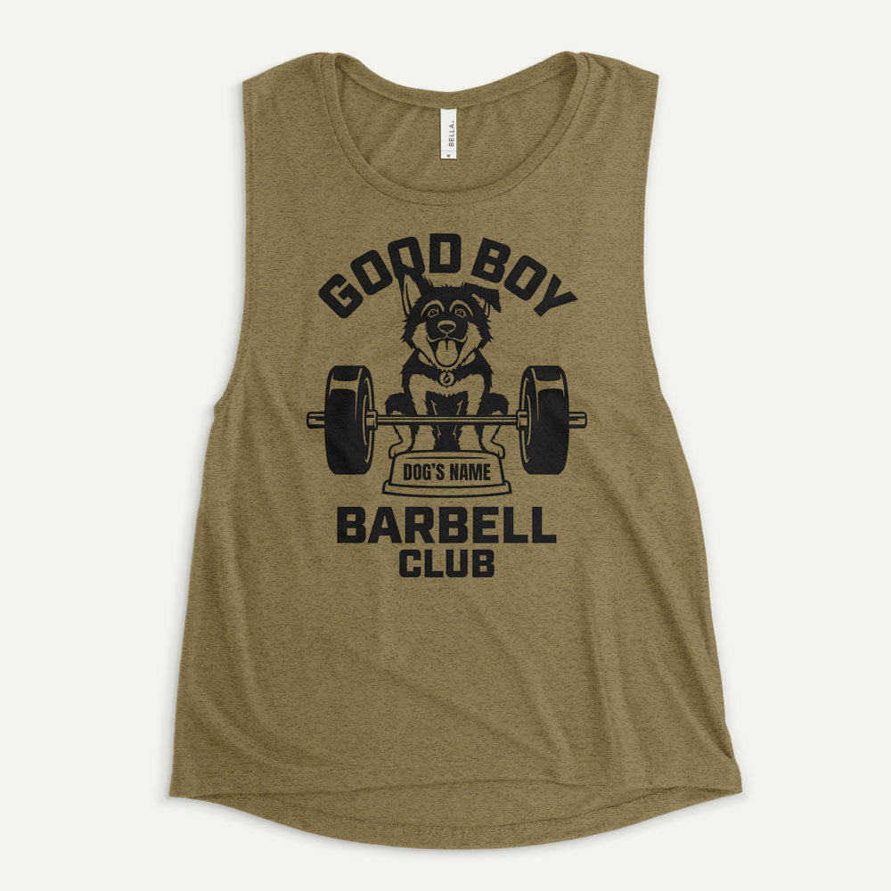 Good Boy Barbell Club Personalized Women’s Muscle Tank — German Shepherd