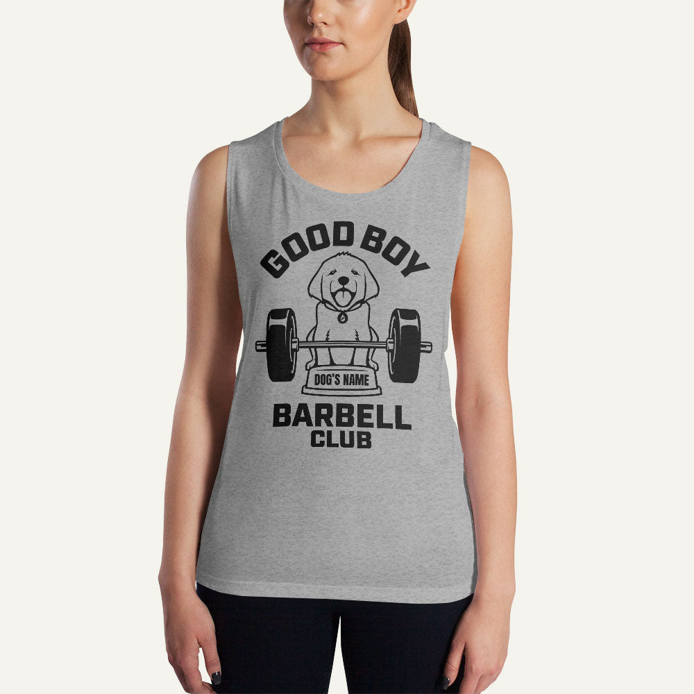 Good Boy Barbell Club Personalized Women’s Muscle Tank — Labrador Retriever