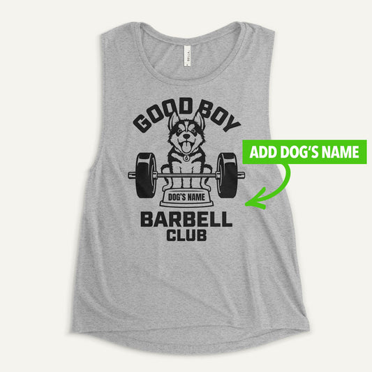 Good Boy Barbell Club Personalized Women’s Muscle Tank — Siberian Husky