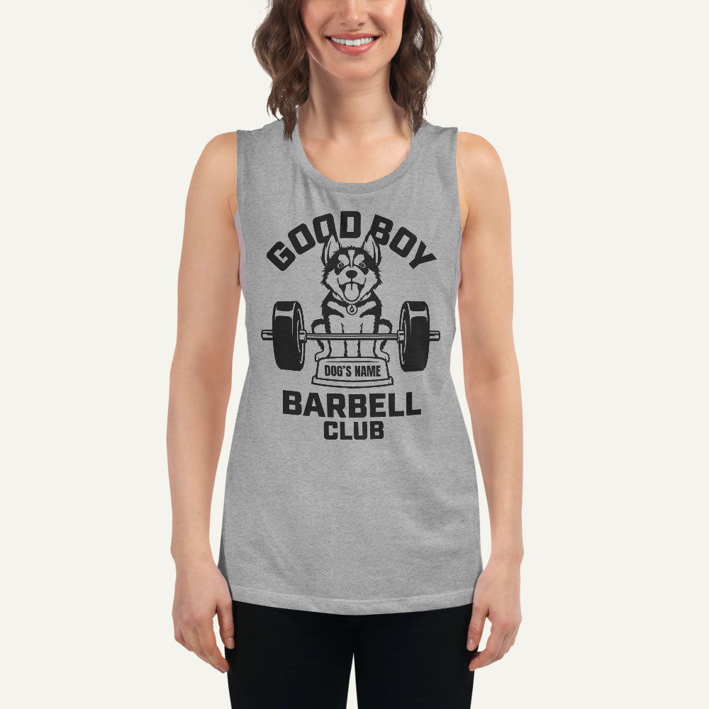 Good Boy Barbell Club Personalized Women’s Muscle Tank — Siberian Husky