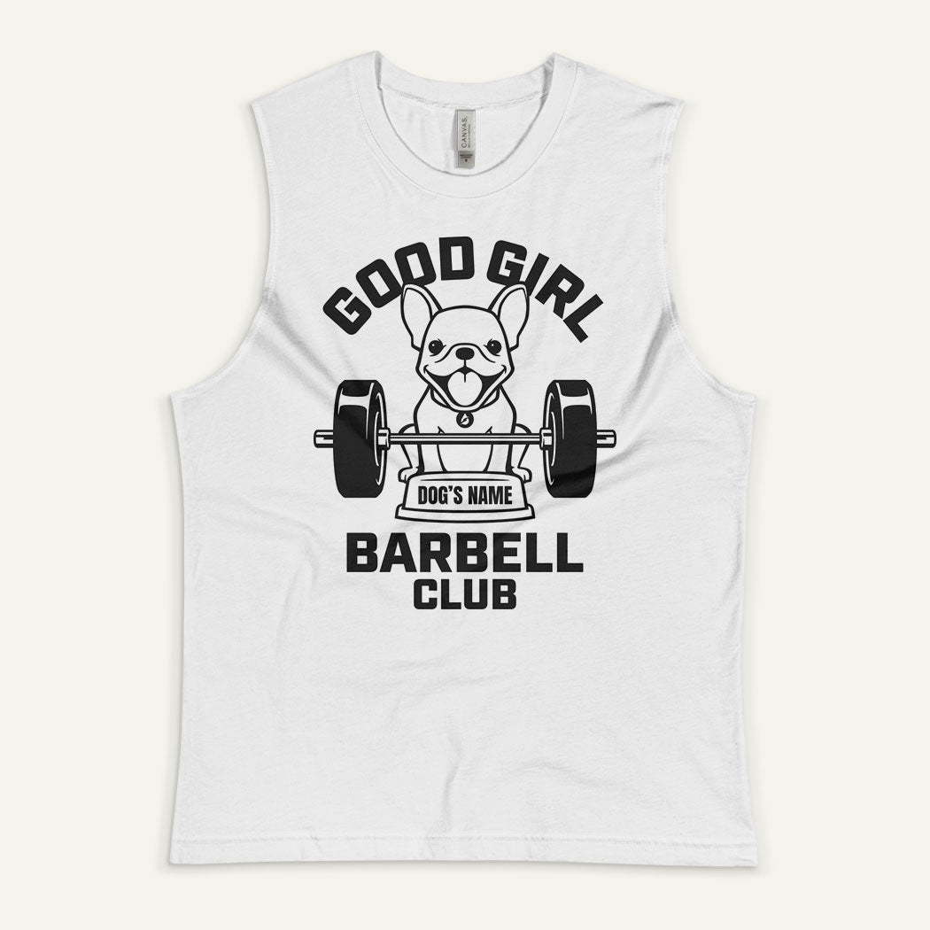 Good Girl Barbell Club Personalized Men's Muscle Tank — French Bulldog