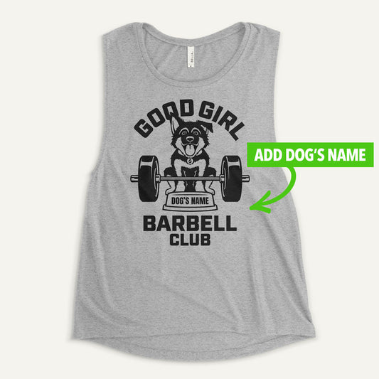 Good Girl Barbell Club Personalized Women’s Muscle Tank — German Shepherd