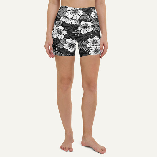 Hawaiian Aloha Black High-Waisted Shorts