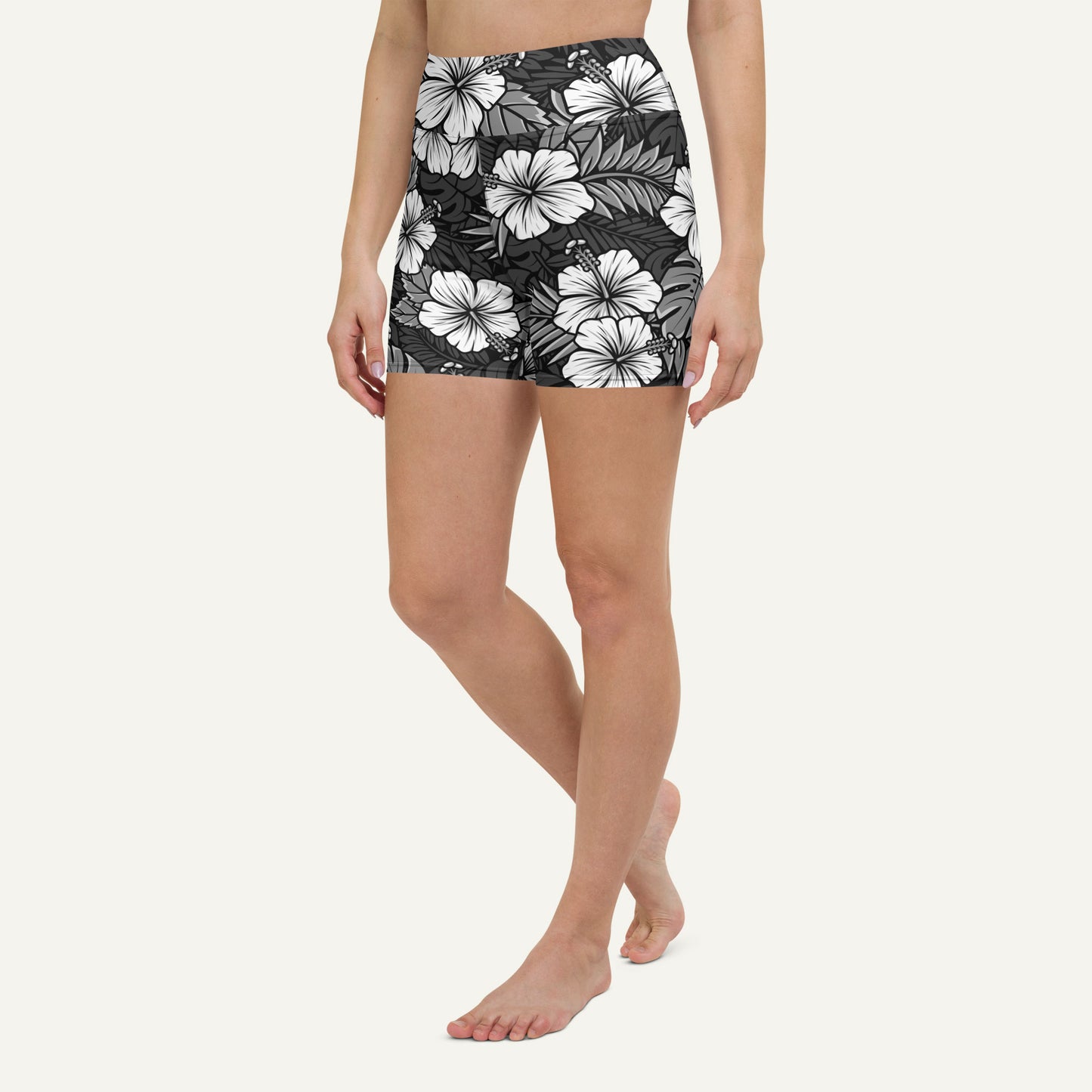 Hawaiian Aloha Black High-Waisted Shorts
