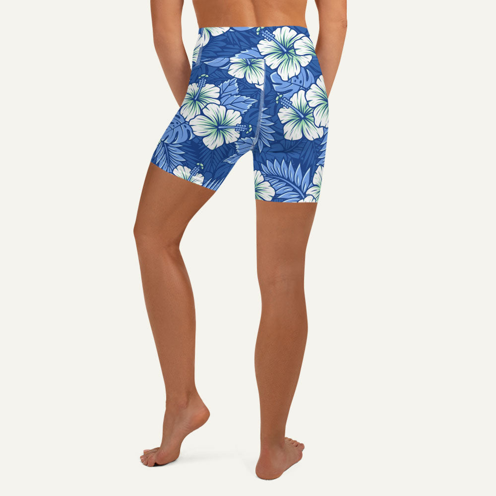 Hawaiian Aloha Blue High-Waisted Shorts