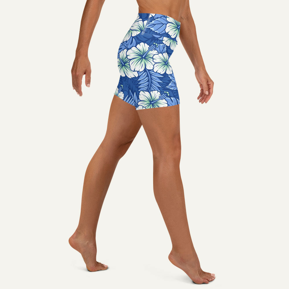 Hawaiian Aloha Blue High-Waisted Shorts