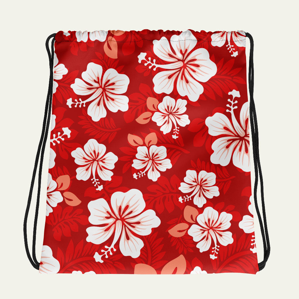 Hawaiian Aloha Drawstring Bag — Red