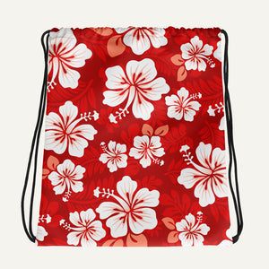 Hawaiian Aloha Drawstring Bag — Red