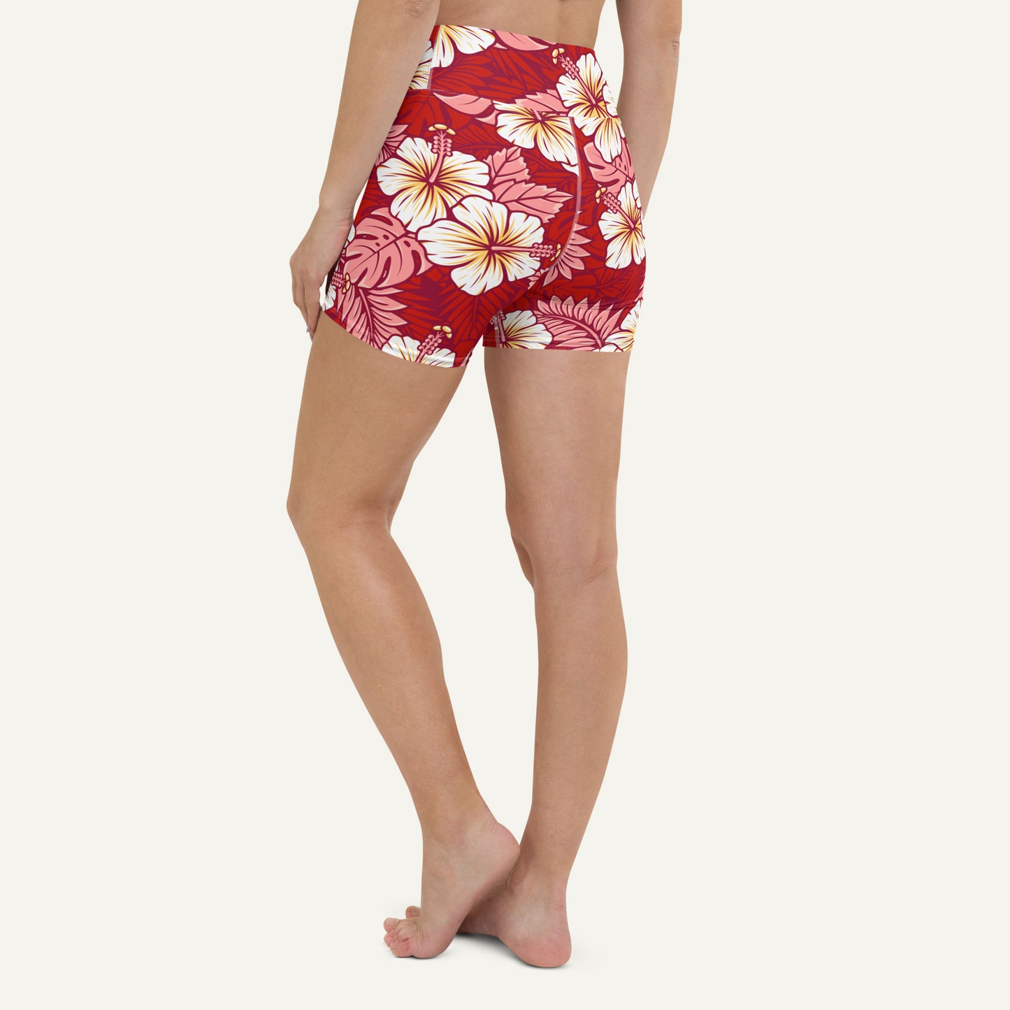 Hawaiian Aloha Red High-Waisted Shorts