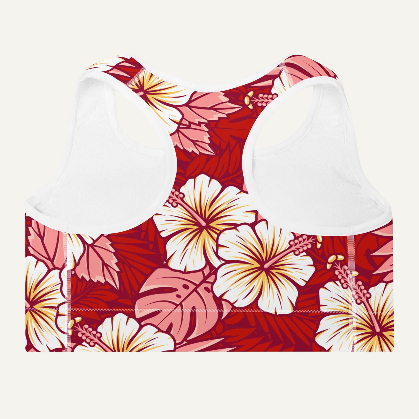 Hawaiian Aloha Red Padded Sports Bra