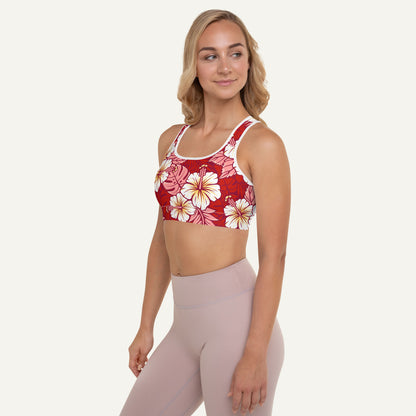 Hawaiian Aloha Red Padded Sports Bra