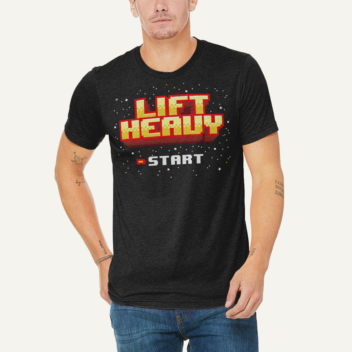 Lift Heavy Men's Triblend T-Shirt — 8-Bit