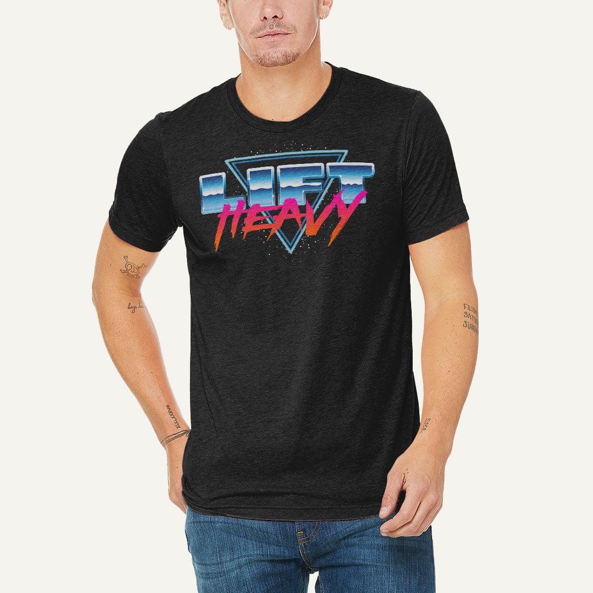Lift Heavy Men's Triblend T-Shirt — Synth Wave