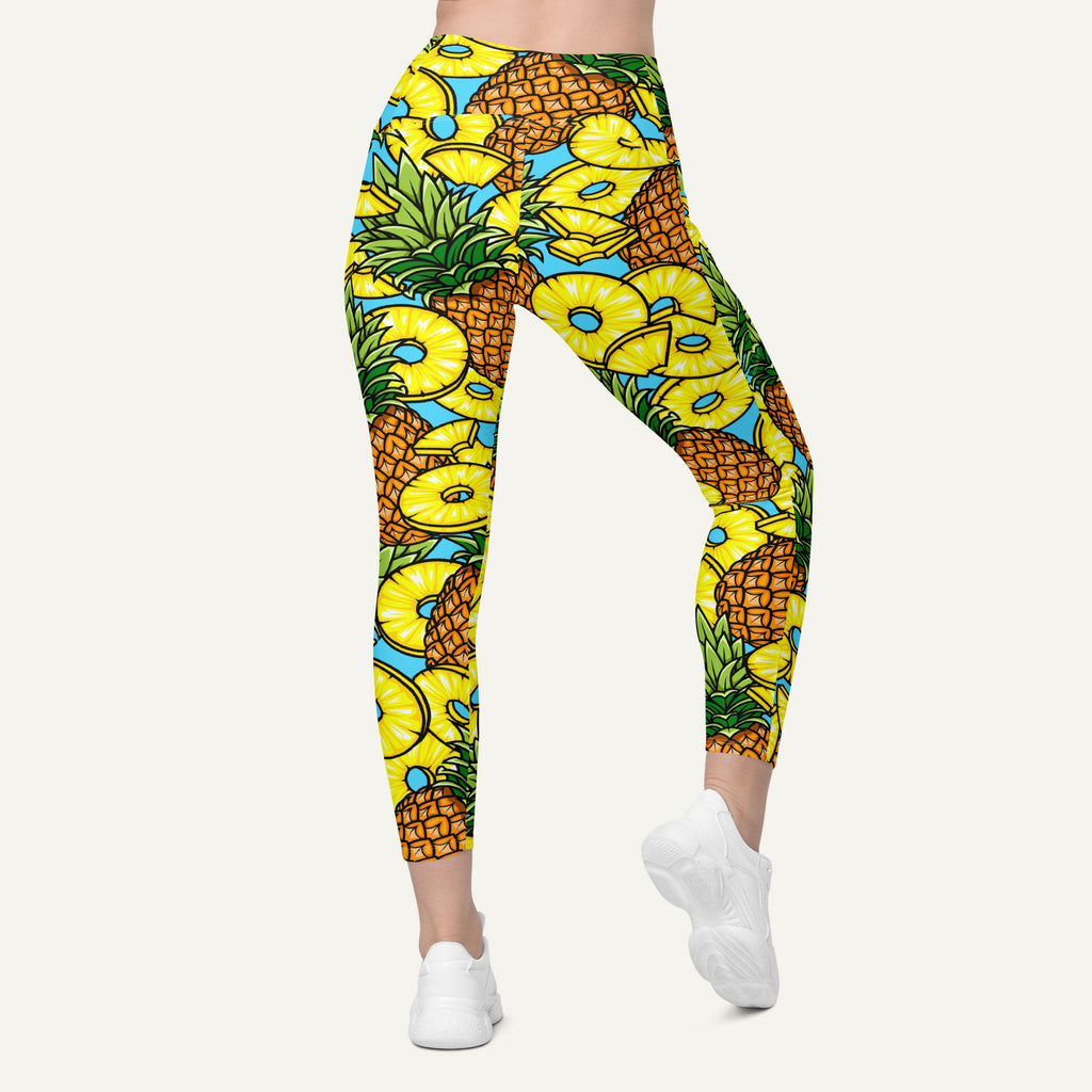 Pineapples Crossover Leggings With Pockets