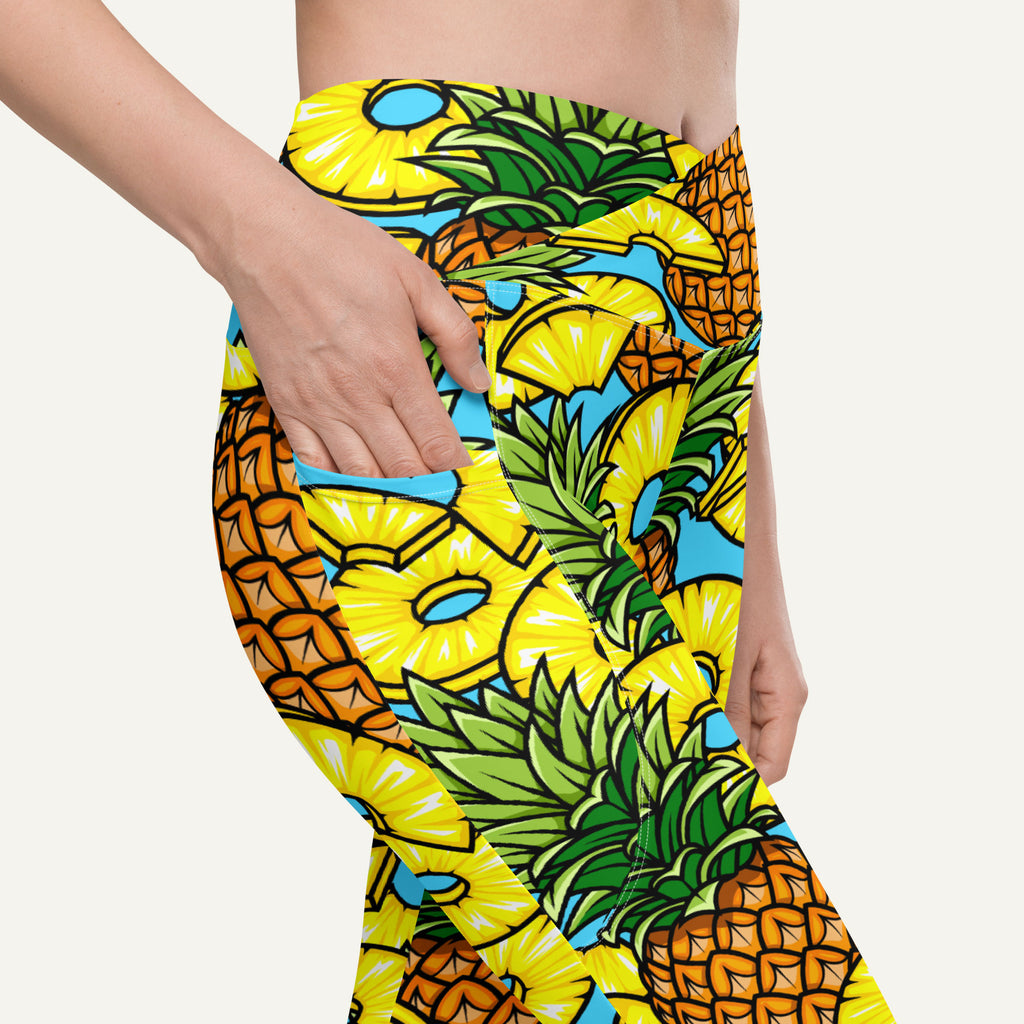Pineapples Crossover Leggings With Pockets