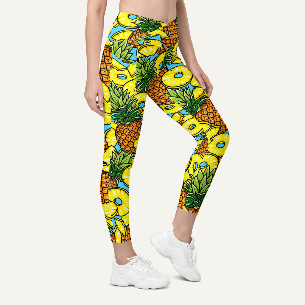 Pineapples Crossover Leggings With Pockets