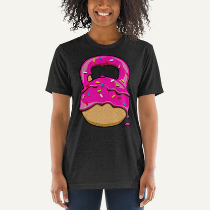 Pink-Glazed Donut With Sprinkles Kettlebell Design Men’s Triblend T-Shirt