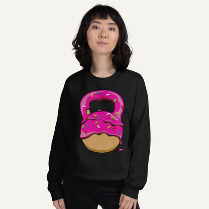Pink-Glazed Donut With Sprinkles Kettlebell Design Sweatshirt