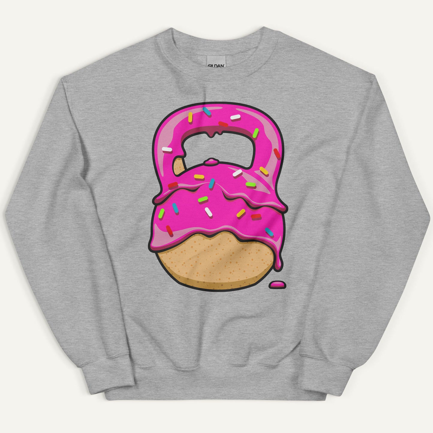 Pink-Glazed Donut With Sprinkles Kettlebell Design Sweatshirt
