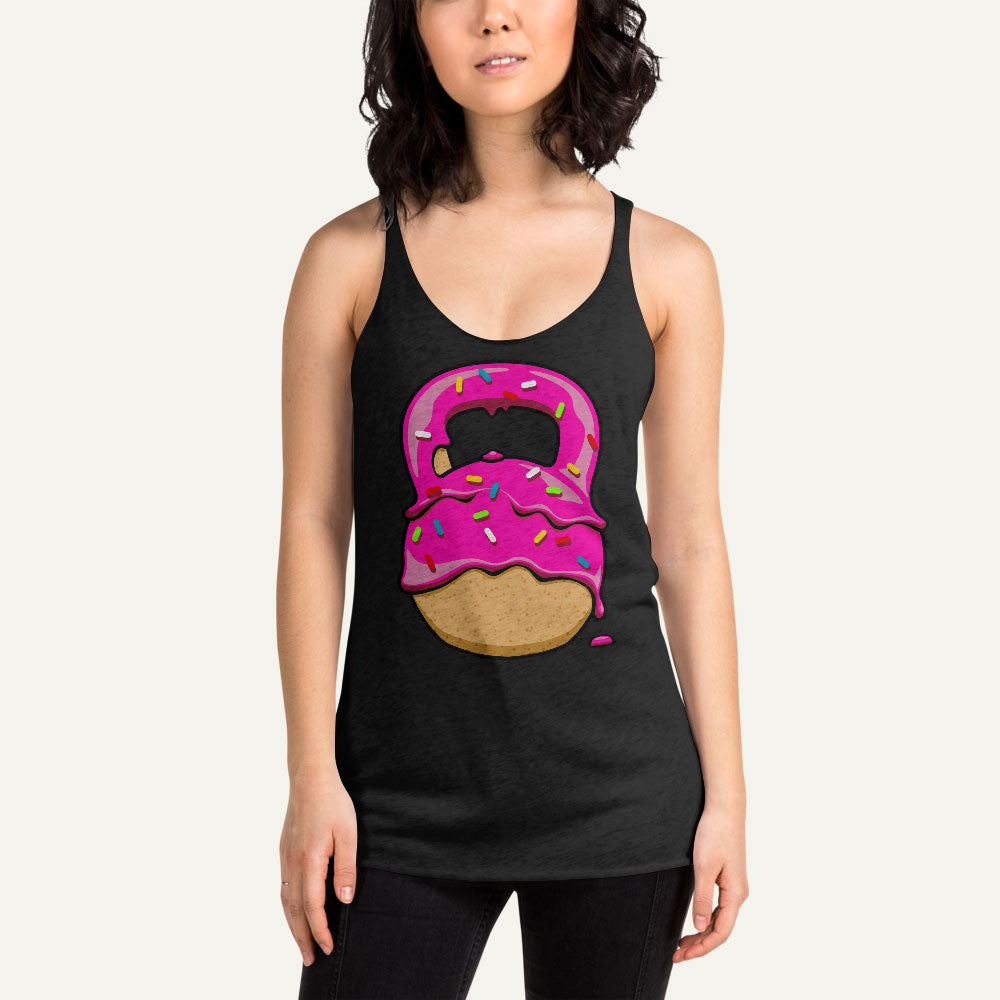 Pink-Glazed Donut With Sprinkles Kettlebell Design Women’s Tank Top