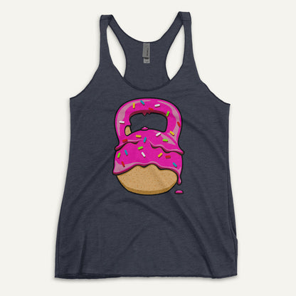 Pink-Glazed Donut With Sprinkles Kettlebell Design Women’s Tank Top